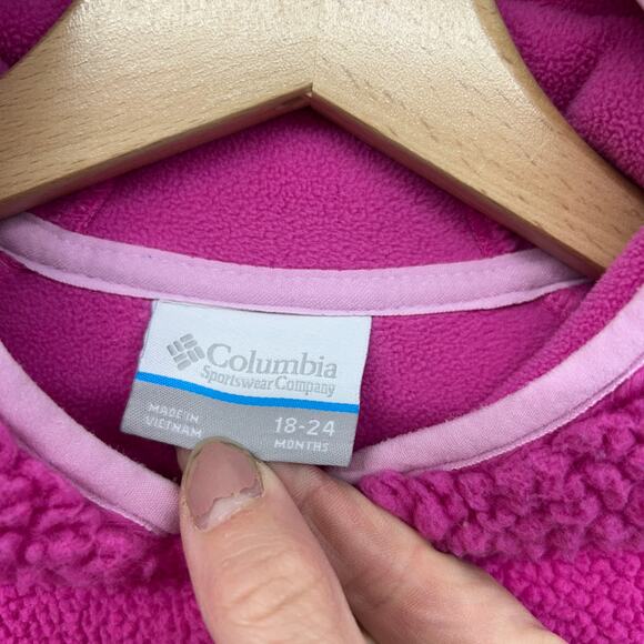 Columbia Pink Sherpa Fleece Hooded Snowsuit One Piece Baby Girls 18-24 Months - Picture 6 of 6